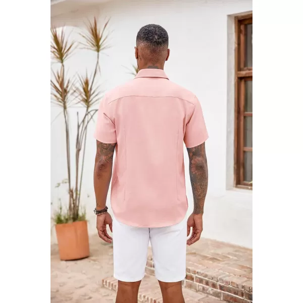 COOFANDY Men's Button Down Shirts Short Sleeve Casual Shirts Summer Beach Shirts Vacation Wedding Shirts with Pocket