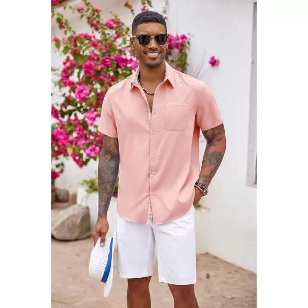COOFANDY Men's Button Down Shirts Short Sleeve Casual Shirts Summer Beach Shirts Vacation Wedding Shirts with Pocket