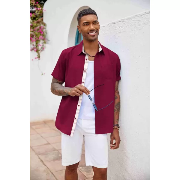 COOFANDY Men's Button Down Shirts Short Sleeve Casual Shirts Summer Beach Shirts Vacation Wedding Shirts with Pocket