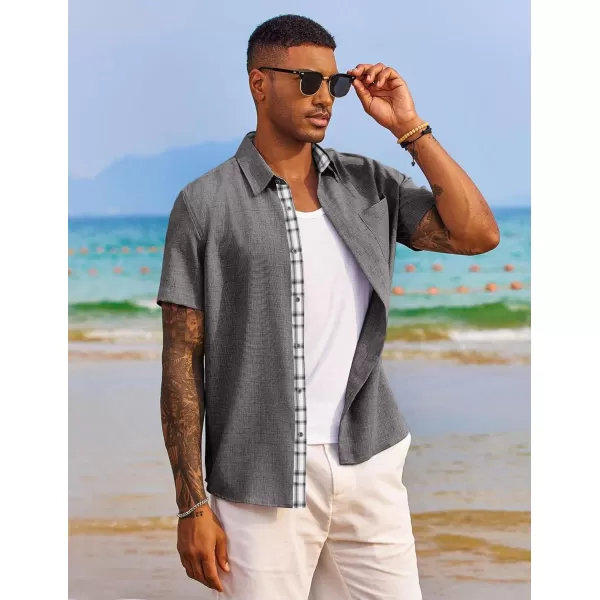 COOFANDY Men's Button Down Shirts Short Sleeve Casual Shirts Summer Beach Shirts Vacation Wedding Shirts with Pocket