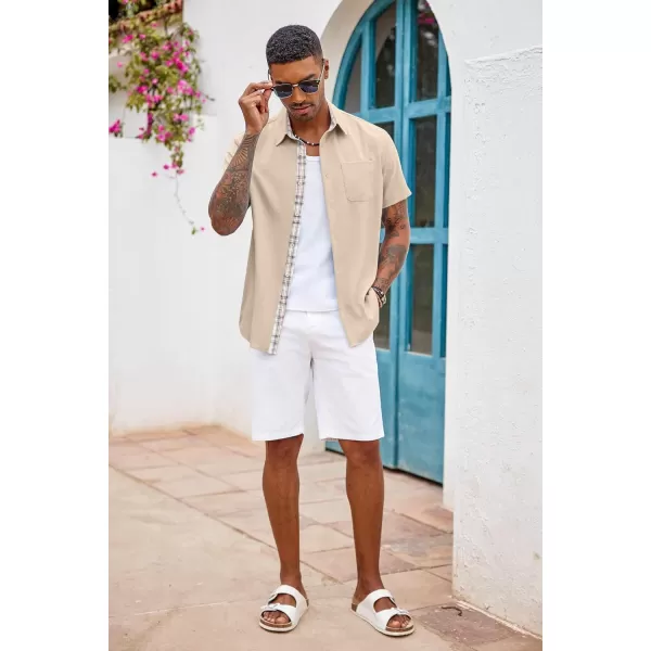 COOFANDY Men's Button Down Shirts Short Sleeve Casual Shirts Summer Beach Shirts Vacation Wedding Shirts with Pocket