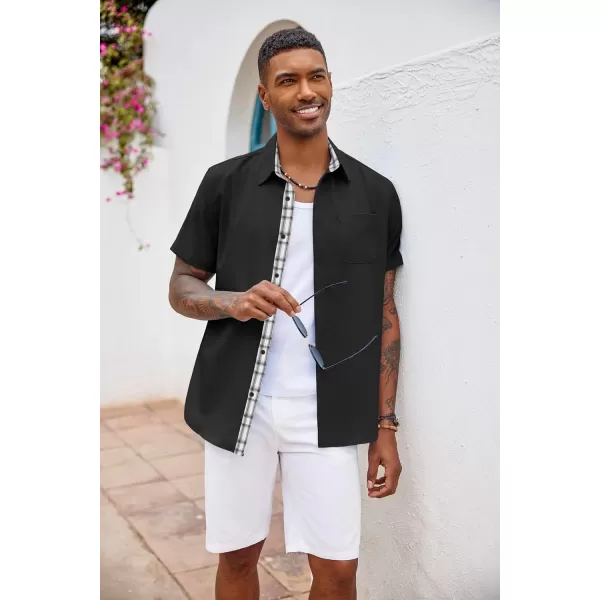 COOFANDY Men's Button Down Shirts Short Sleeve Casual Shirts Summer Beach Shirts Vacation Wedding Shirts with Pocket