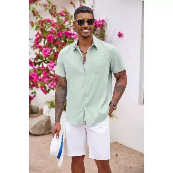 COOFANDY Men's Button Down Shirts Short Sleeve Casual Shirts Summer Beach Shirts Vacation Wedding Shirts with Pocket