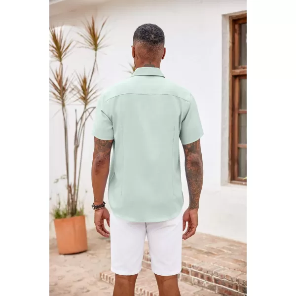 COOFANDY Men's Button Down Shirts Short Sleeve Casual Shirts Summer Beach Shirts Vacation Wedding Shirts with Pocket