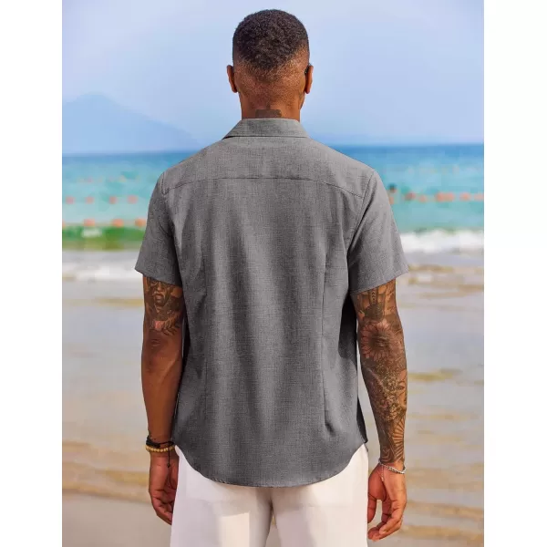 COOFANDY Men's Button Down Shirts Short Sleeve Casual Shirts Summer Beach Shirts Vacation Wedding Shirts with Pocket
