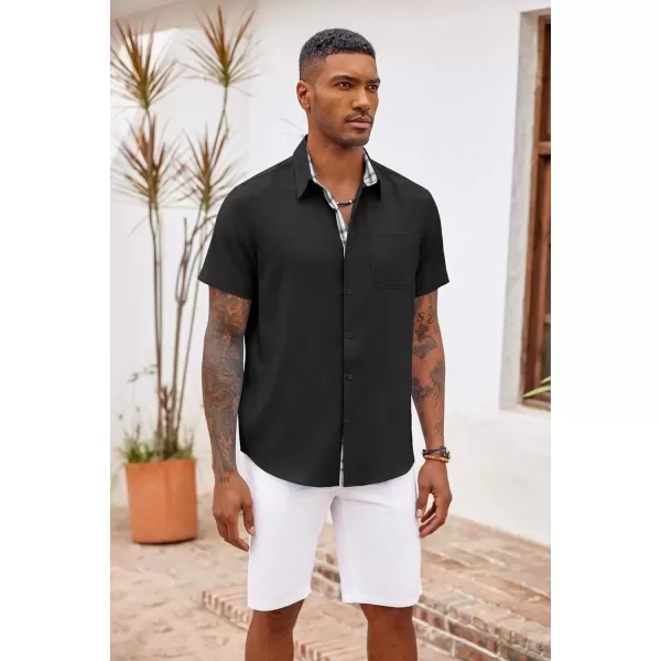 COOFANDY Men's Button Down Shirts Short Sleeve Casual Shirts Summer Beach Shirts Vacation Wedding Shirts with Pocket