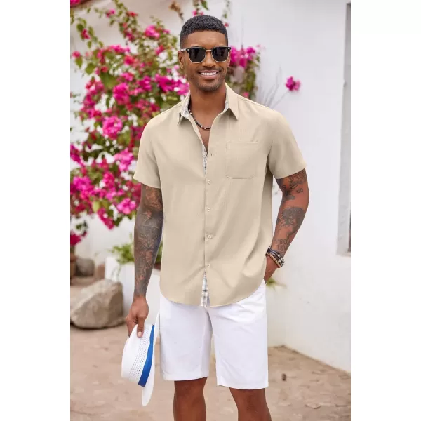 COOFANDY Men's Button Down Shirts Short Sleeve Casual Shirts Summer Beach Shirts Vacation Wedding Shirts with Pocket