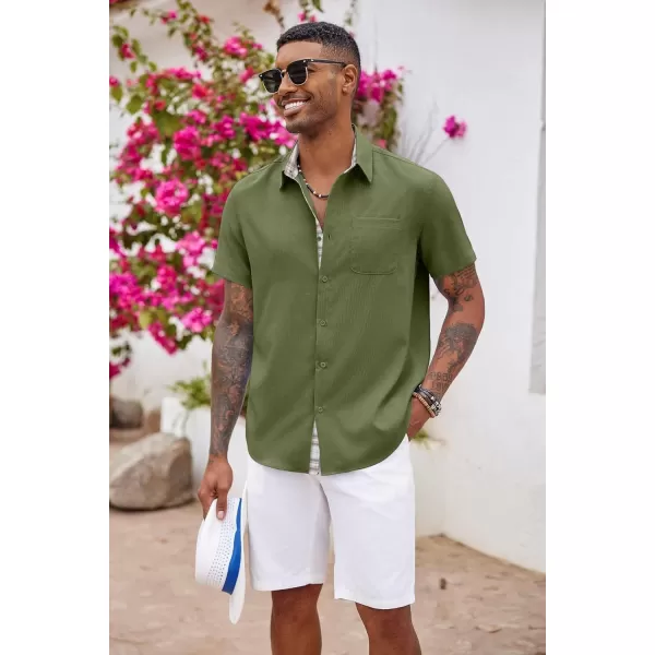 COOFANDY Men's Button Down Shirts Short Sleeve Casual Shirts Summer Beach Shirts Vacation Wedding Shirts with Pocket