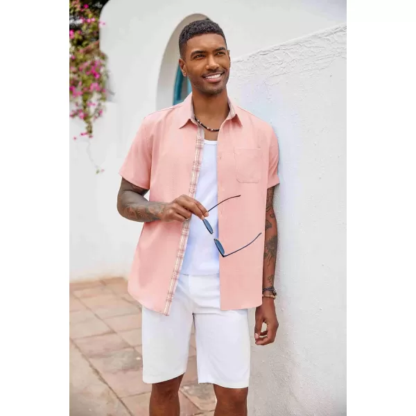 COOFANDY Men's Button Down Shirts Short Sleeve Casual Shirts Summer Beach Shirts Vacation Wedding Shirts with Pocket