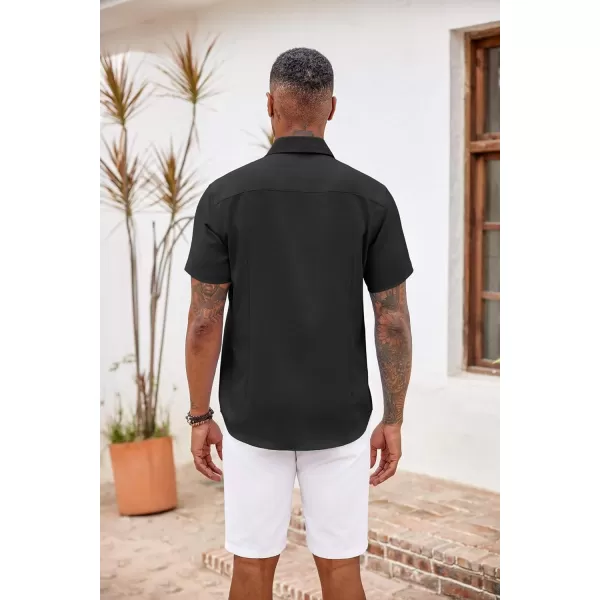 COOFANDY Men's Button Down Shirts Short Sleeve Casual Shirts Summer Beach Shirts Vacation Wedding Shirts with Pocket