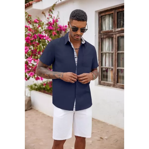 COOFANDY Men's Button Down Shirts Short Sleeve Casual Shirts Summer Beach Shirts Vacation Wedding Shirts with Pocket