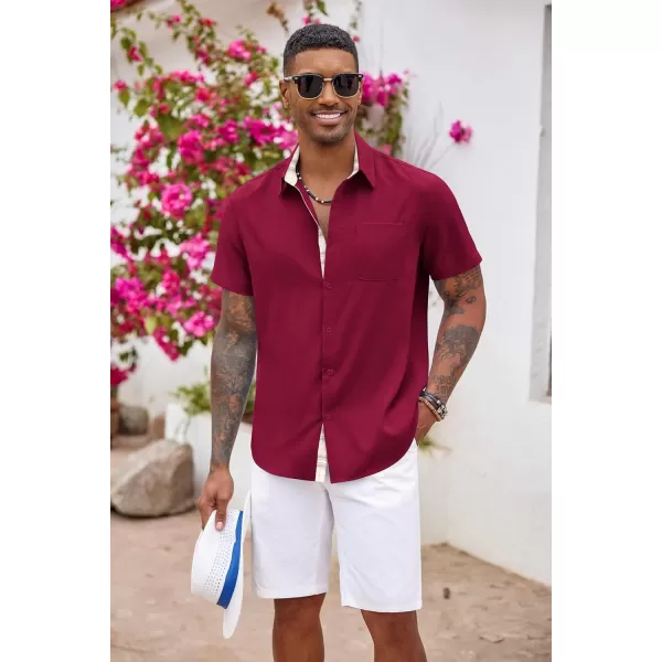 COOFANDY Men's Button Down Shirts Short Sleeve Casual Shirts Summer Beach Shirts Vacation Wedding Shirts with Pocket