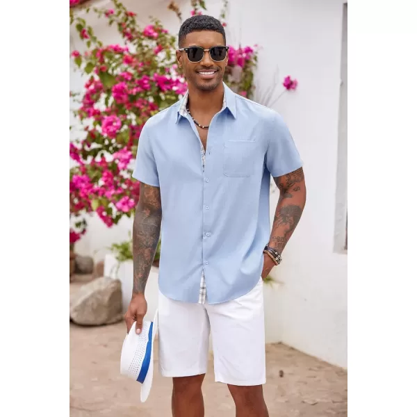 COOFANDY Men's Button Down Shirts Short Sleeve Casual Shirts Summer Beach Shirts Vacation Wedding Shirts with Pocket