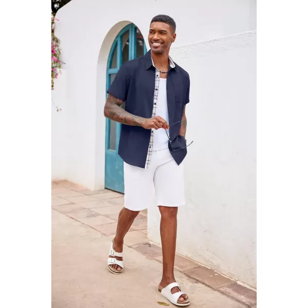 COOFANDY Men's Button Down Shirts Short Sleeve Casual Shirts Summer Beach Shirts Vacation Wedding Shirts with Pocket
