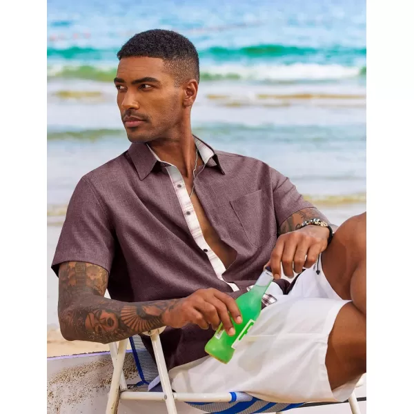 COOFANDY Men's Button Down Shirts Short Sleeve Casual Shirts Summer Beach Shirts Vacation Wedding Shirts with Pocket