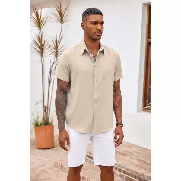 COOFANDY Men's Button Down Shirts Short Sleeve Casual Shirts Summer Beach Shirts Vacation Wedding Shirts with Pocket