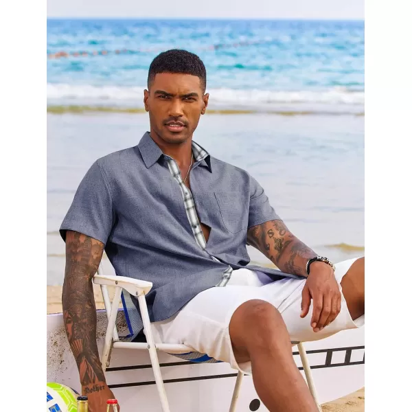 COOFANDY Men's Button Down Shirts Short Sleeve Casual Shirts Summer Beach Shirts Vacation Wedding Shirts with Pocket