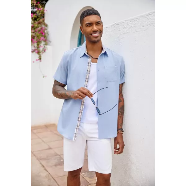 COOFANDY Men's Button Down Shirts Short Sleeve Casual Shirts Summer Beach Shirts Vacation Wedding Shirts with Pocket