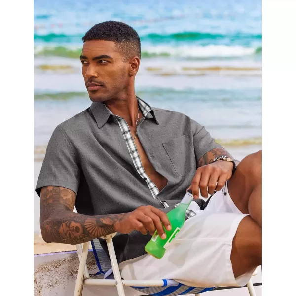 COOFANDY Men's Button Down Shirts Short Sleeve Casual Shirts Summer Beach Shirts Vacation Wedding Shirts with Pocket