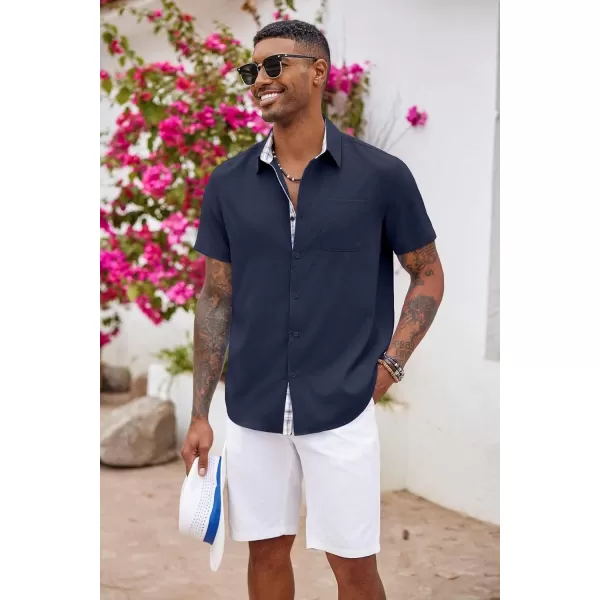 COOFANDY Men's Button Down Shirts Short Sleeve Casual Shirts Summer Beach Shirts Vacation Wedding Shirts with Pocket
