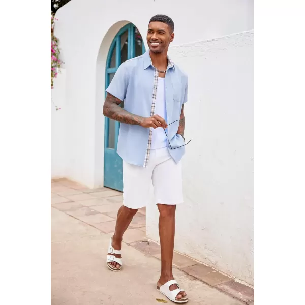 COOFANDY Men's Button Down Shirts Short Sleeve Casual Shirts Summer Beach Shirts Vacation Wedding Shirts with Pocket