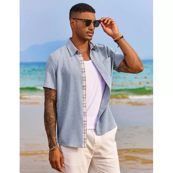 COOFANDY Men's Button Down Shirts Short Sleeve Casual Shirts Summer Beach Shirts Vacation Wedding Shirts with Pocket