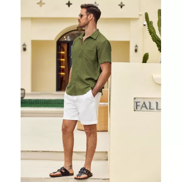 COOFANDY Mens Button Down Short Sleeve Shirt Casual Shirts Summer Beach Textured Shirts with Pocket
