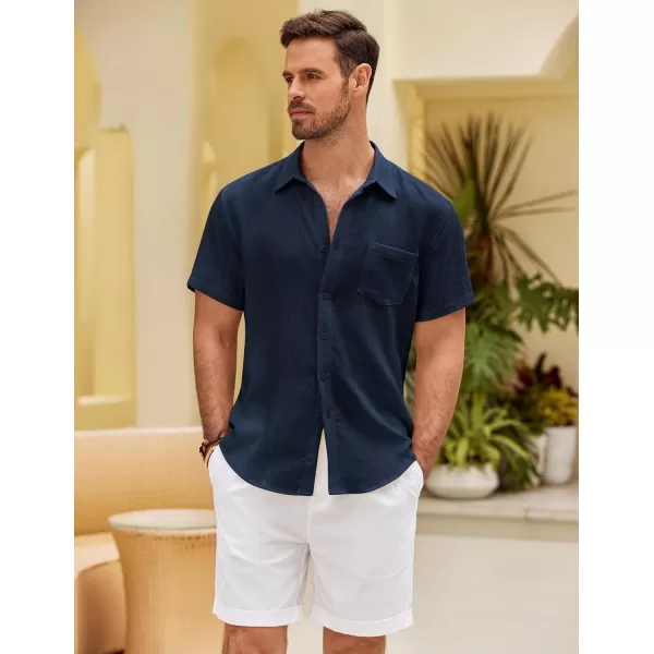 COOFANDY Mens Button Down Short Sleeve Shirt Casual Shirts Summer Beach Textured Shirts with Pocket