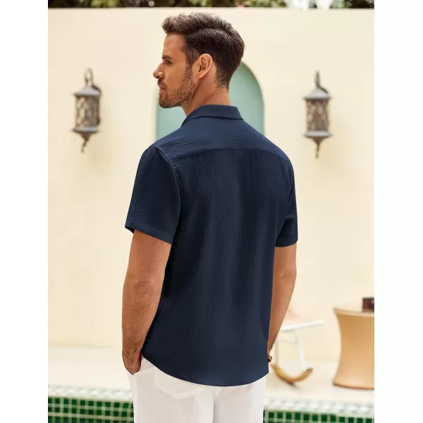 COOFANDY Mens Button Down Short Sleeve Shirt Casual Shirts Summer Beach Textured Shirts with Pocket