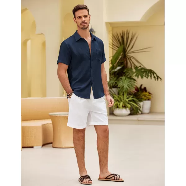 COOFANDY Mens Button Down Short Sleeve Shirt Casual Shirts Summer Beach Textured Shirts with Pocket