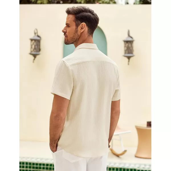 COOFANDY Mens Button Down Short Sleeve Shirt Casual Shirts Summer Beach Textured Shirts with Pocket
