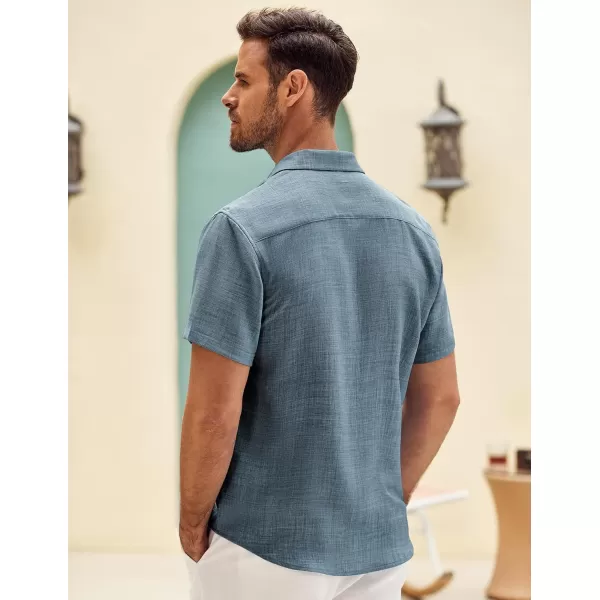 COOFANDY Mens Button Down Short Sleeve Shirt Casual Shirts Summer Beach Textured Shirts with Pocket