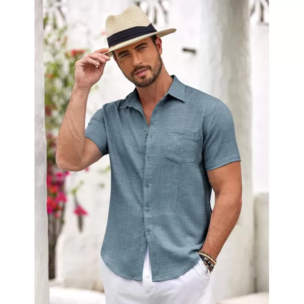 COOFANDY Mens Button Down Short Sleeve Shirt Casual Shirts Summer Beach Textured Shirts with Pocket