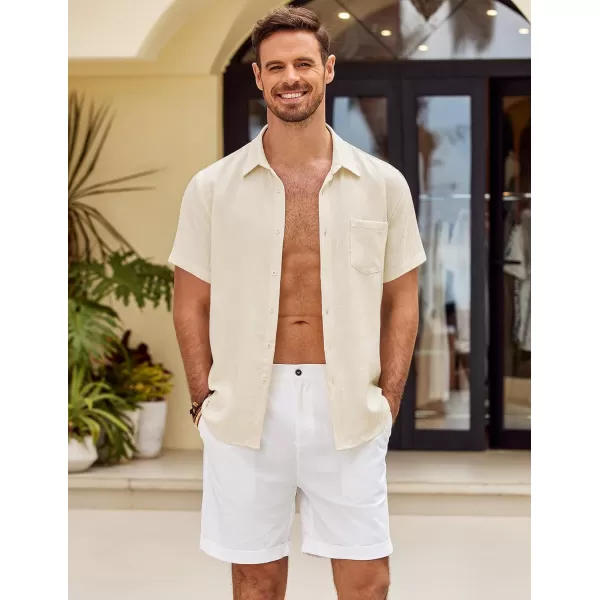 COOFANDY Mens Button Down Short Sleeve Shirt Casual Shirts Summer Beach Textured Shirts with Pocket