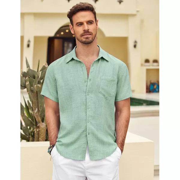 COOFANDY Mens Button Down Short Sleeve Shirt Casual Shirts Summer Beach Textured Shirts with Pocket