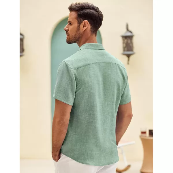 COOFANDY Mens Button Down Short Sleeve Shirt Casual Shirts Summer Beach Textured Shirts with Pocket