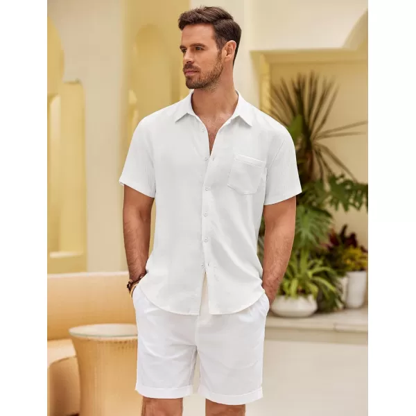 COOFANDY Mens Button Down Short Sleeve Shirt Casual Shirts Summer Beach Textured Shirts with Pocket