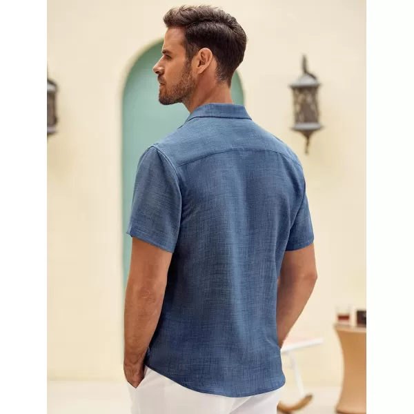COOFANDY Mens Button Down Short Sleeve Shirt Casual Shirts Summer Beach Textured Shirts with Pocket