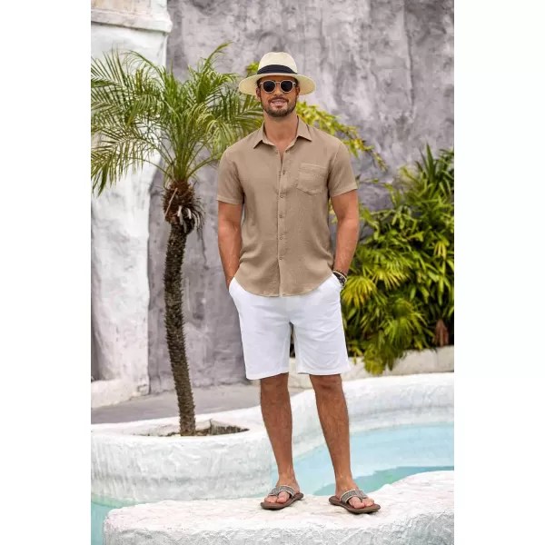 COOFANDY Mens Button Down Short Sleeve Shirt Casual Shirts Summer Beach Textured Shirts with Pocket