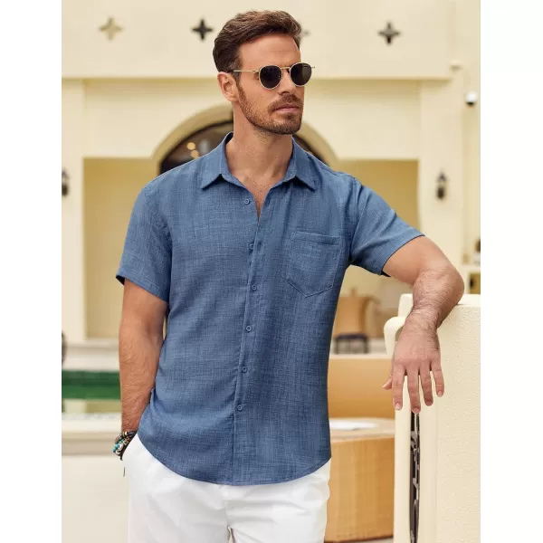 COOFANDY Mens Button Down Short Sleeve Shirt Casual Shirts Summer Beach Textured Shirts with Pocket