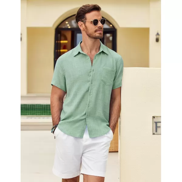 COOFANDY Mens Button Down Short Sleeve Shirt Casual Shirts Summer Beach Textured Shirts with Pocket