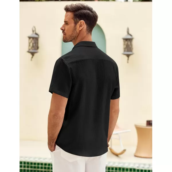 COOFANDY Mens Button Down Short Sleeve Shirt Casual Shirts Summer Beach Textured Shirts with Pocket