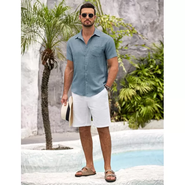 COOFANDY Mens Button Down Short Sleeve Shirt Casual Shirts Summer Beach Textured Shirts with Pocket