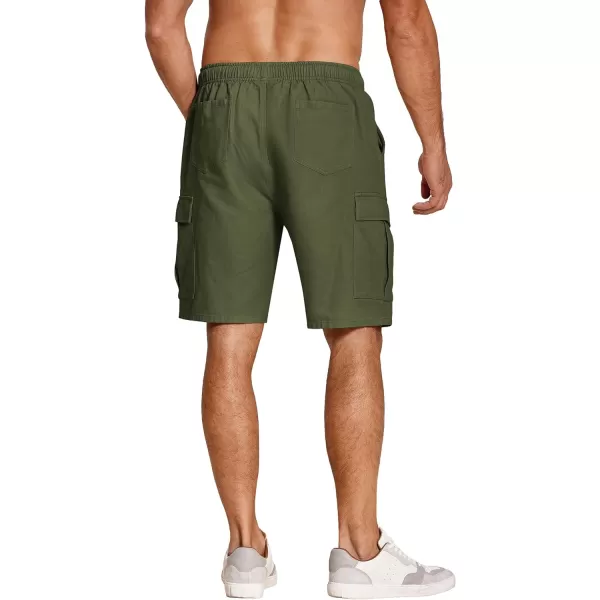COOFANDY Men's Cargo Shorts Elastic Waist Relaxed Fit Cotton Casual Outdoor Lightweight Work Shorts with Multi Pockets