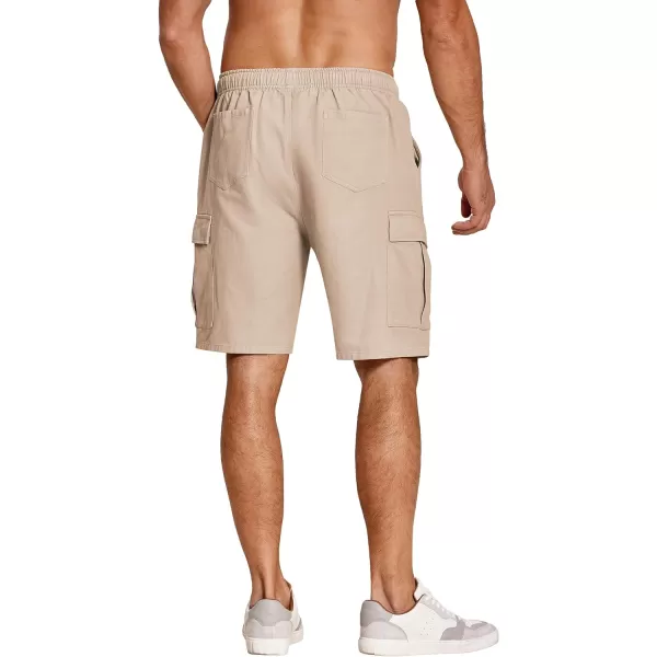 COOFANDY Men's Cargo Shorts Elastic Waist Relaxed Fit Cotton Casual Outdoor Lightweight Work Shorts with Multi Pockets