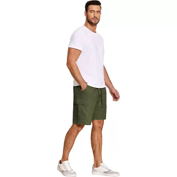 COOFANDY Men's Cargo Shorts Elastic Waist Relaxed Fit Cotton Casual Outdoor Lightweight Work Shorts with Multi Pockets