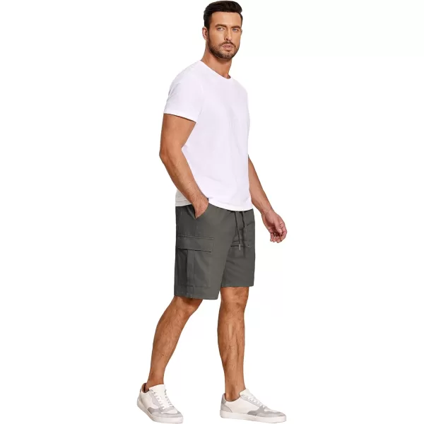 COOFANDY Men's Cargo Shorts Elastic Waist Relaxed Fit Cotton Casual Outdoor Lightweight Work Shorts with Multi Pockets