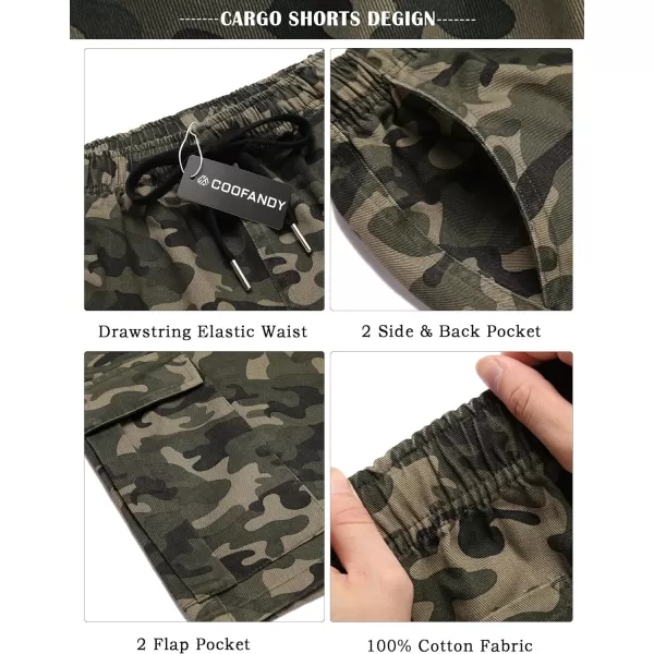 COOFANDY Men's Cargo Shorts Elastic Waist Relaxed Fit Cotton Casual Outdoor Lightweight Work Shorts with Multi Pockets