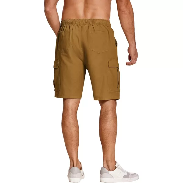 COOFANDY Men's Cargo Shorts Elastic Waist Relaxed Fit Cotton Casual Outdoor Lightweight Work Shorts with Multi Pockets