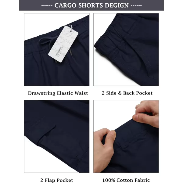 COOFANDY Men's Cargo Shorts Elastic Waist Relaxed Fit Cotton Casual Outdoor Lightweight Work Shorts with Multi Pockets